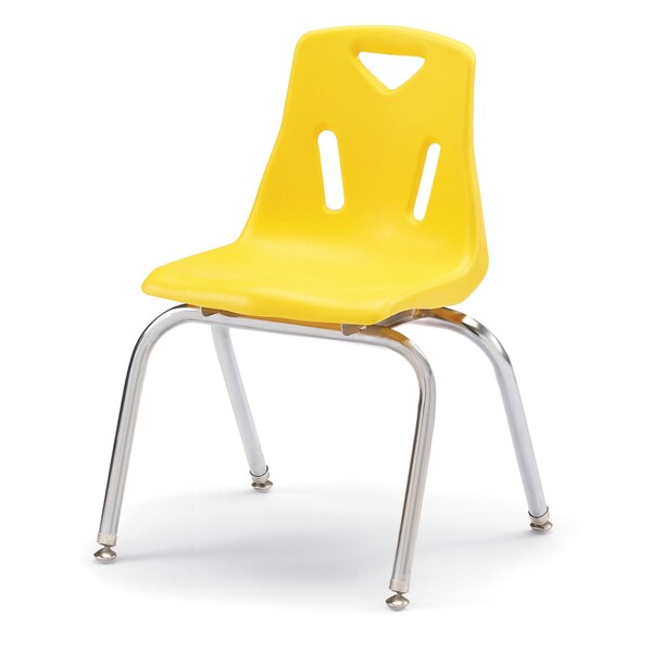 Berries Stacking Chairs with Chrome-Plated Legs, 16 in. Ht, Set of 6, Yellow